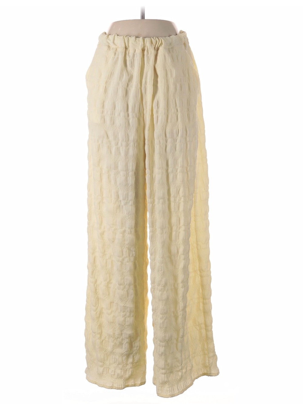 Butter Yellow Wide Leg Textured Palazzo Pants
